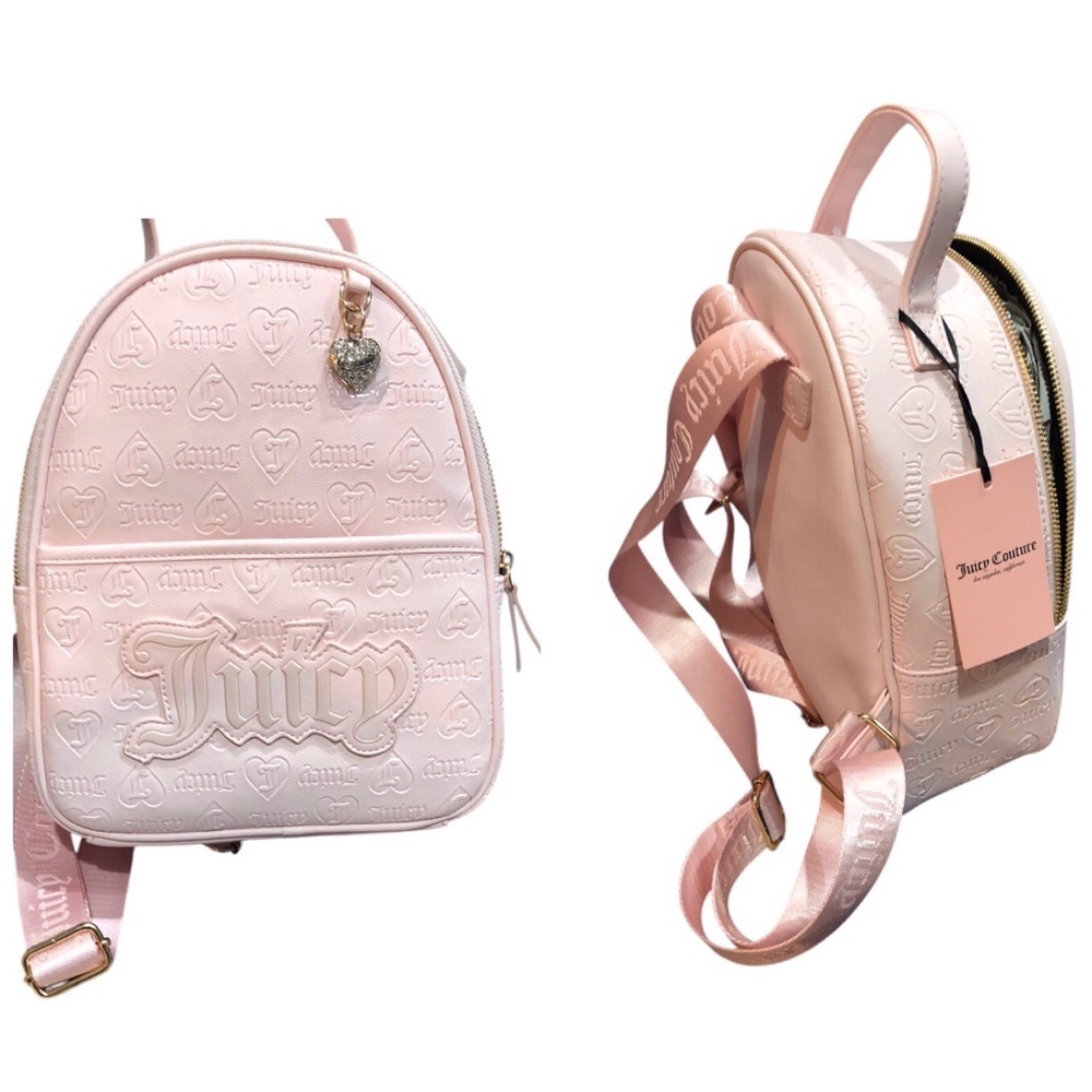 Juicy Couture baby pink powder blush upgrade U medium‎ backpack with charm new
